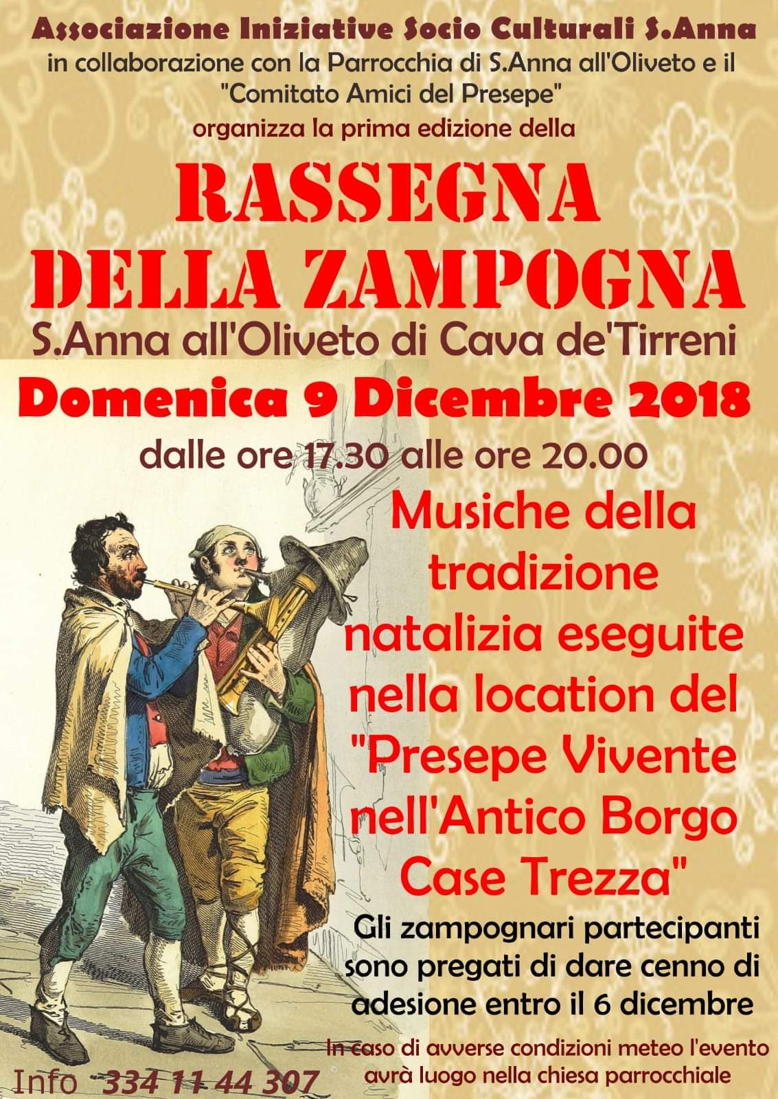 Aria di festività natalizie, tanti gli artisti Cavesi che hanno suonato la zampogna