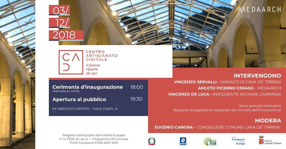 Cava: inaugurato il Centro per l’Artigianato Digitale