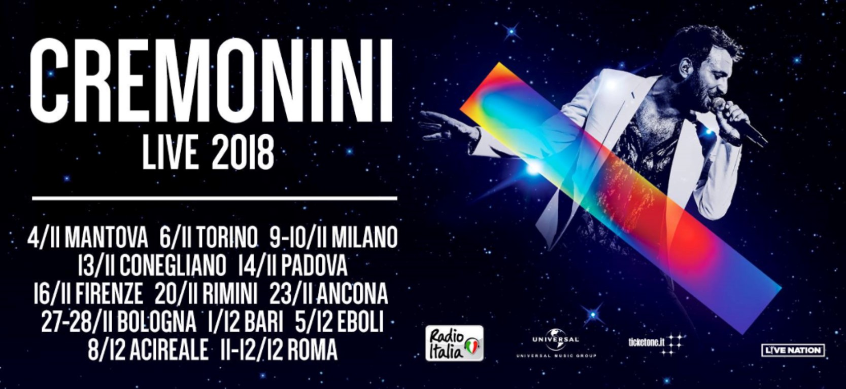 Anche Eboli (Sa) tra le tappe del “Cremonini live tour 2018”